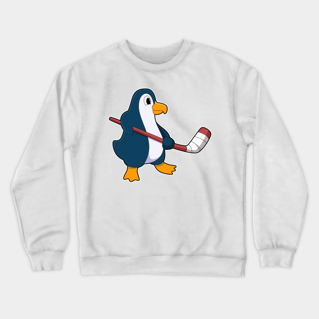 Penguin at Ice hockey with Ice hockey stick Crewneck Sweatshirt by Markus Schnabel